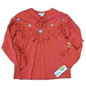 Young Country Western Wear Shirt Top Small Cowgirl Tassels Long Sleeve Vintage